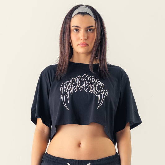 WOLF CROP TOP - BLACK / WHITE