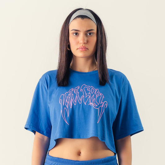WOLF CROP TOP - BLUE / PINK