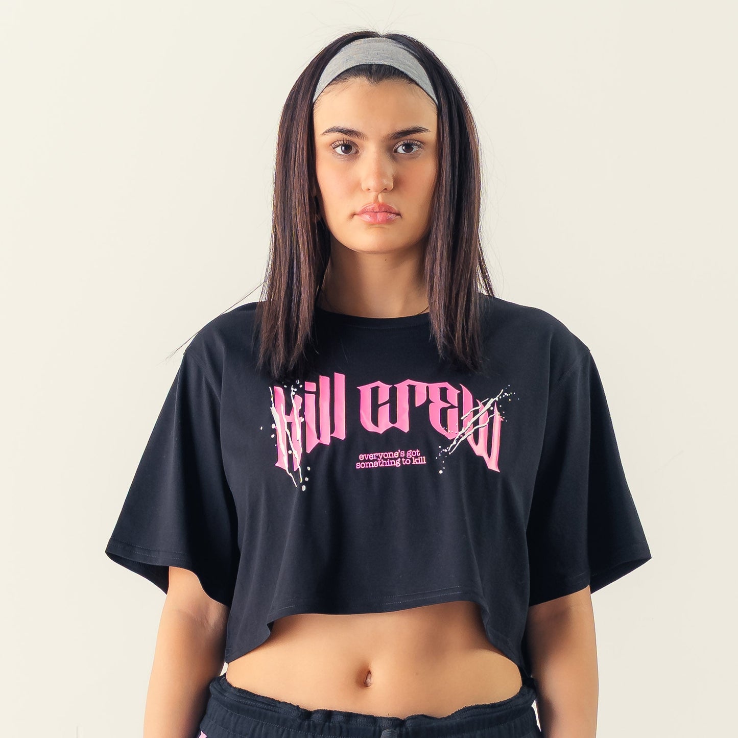CLASSIC CROP TOP - BLACK / PINK