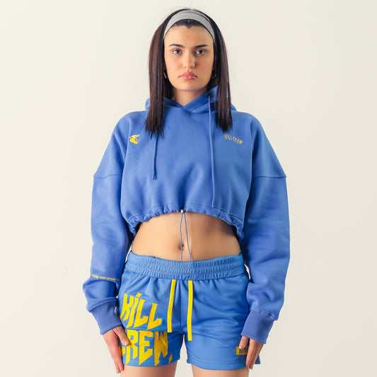 WOLF CROP HOODIE - BLUE