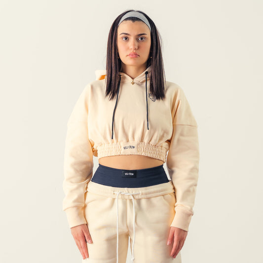 KILL CREW CROP HOODIE - CREAM