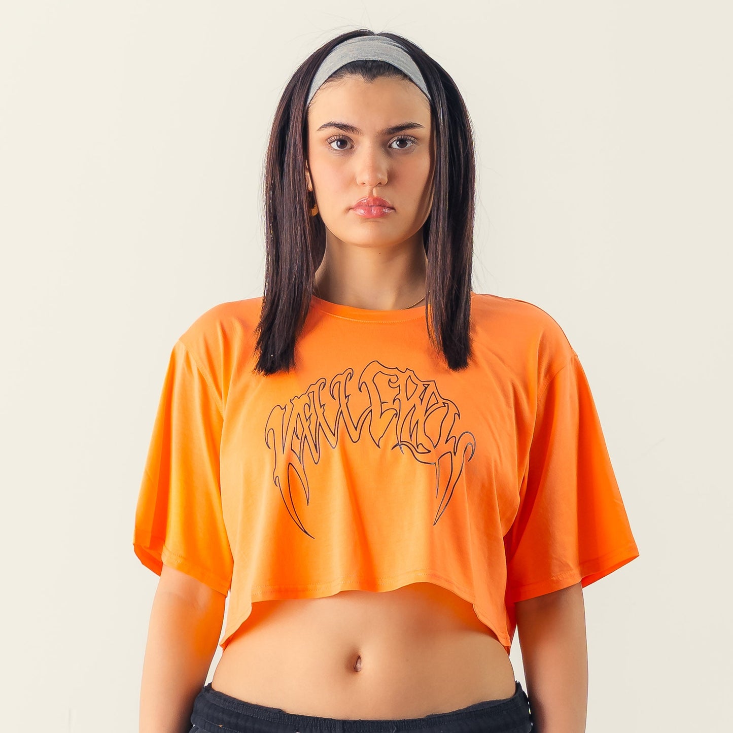 WOLF CROP TOP - ORANGE / BLACK